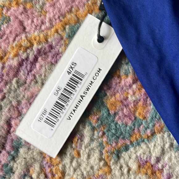 Vitamin A blue bikini bottoms moderate coverage new with tags size extra small. - Picture 4 of 5